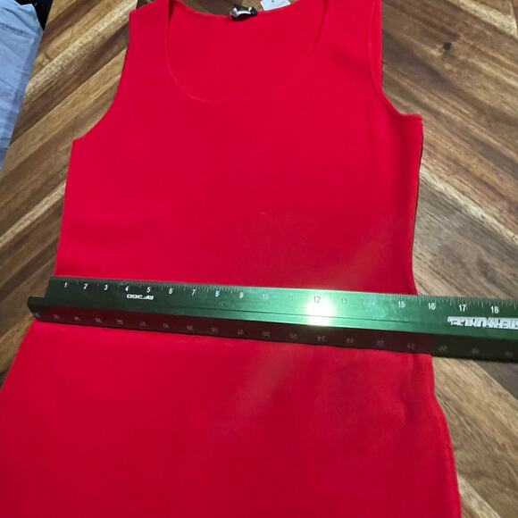 Ann Taylor Sweater Dress Red Fitted Knit‎ Lace Cut Out Midi Sleeveless Stretch S - Picture 9 of 10